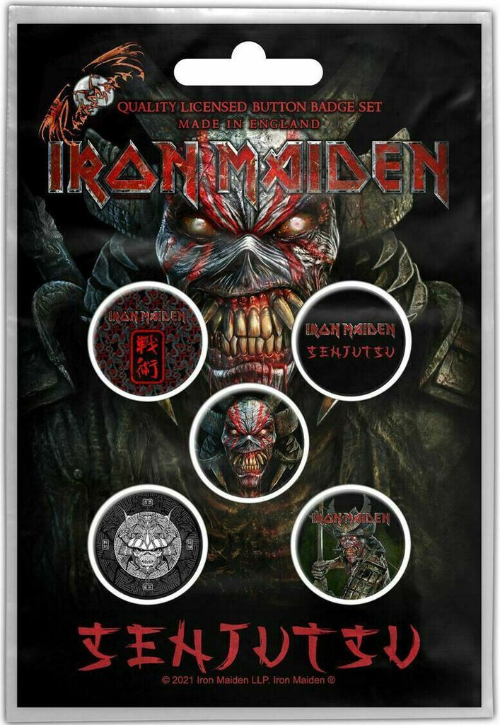 Iron Maiden Button Set Senjutsu 5 Buttons Anstecker Produktbild 