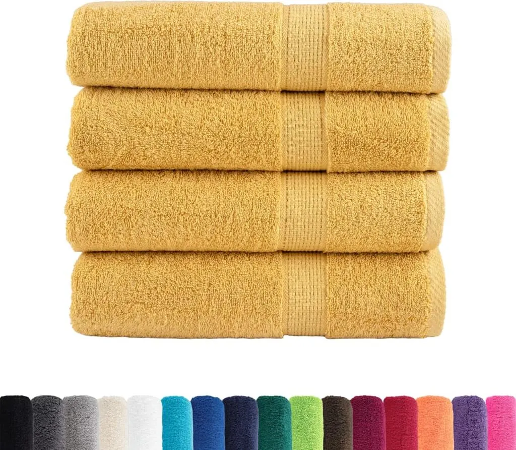 Grand drap de bain 100x150 cm en coton 600g/m² coloris doré lot de 4