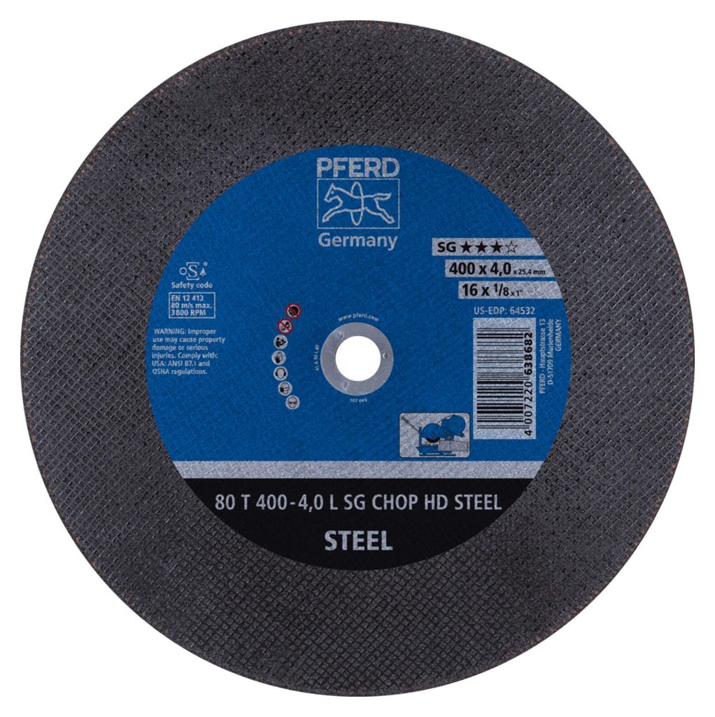 PFERD Cut-off wheels for chopsaws (CHOPSAW) SG CHOP HD STEEL, 40 cm, 10 Stück(e)