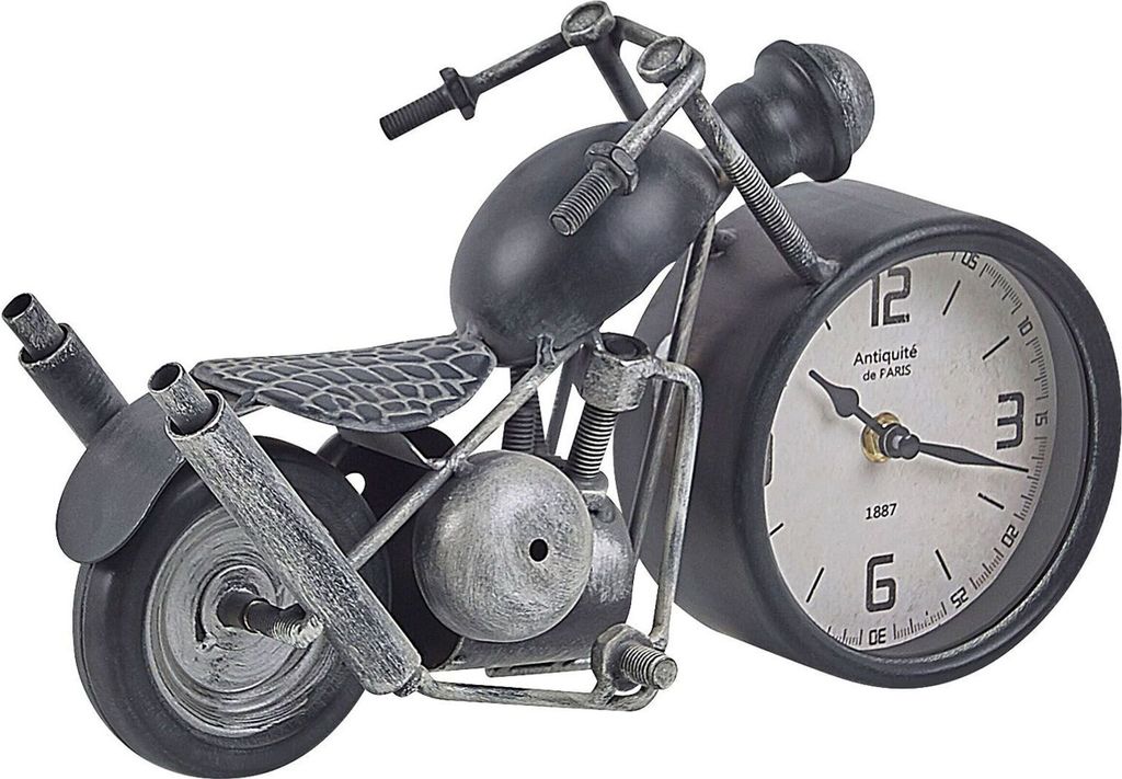 BELIANI Tischuhr Schwarz / Silber Höhe 19 cm Motorradform Schlafzimmer Wohnzimmer