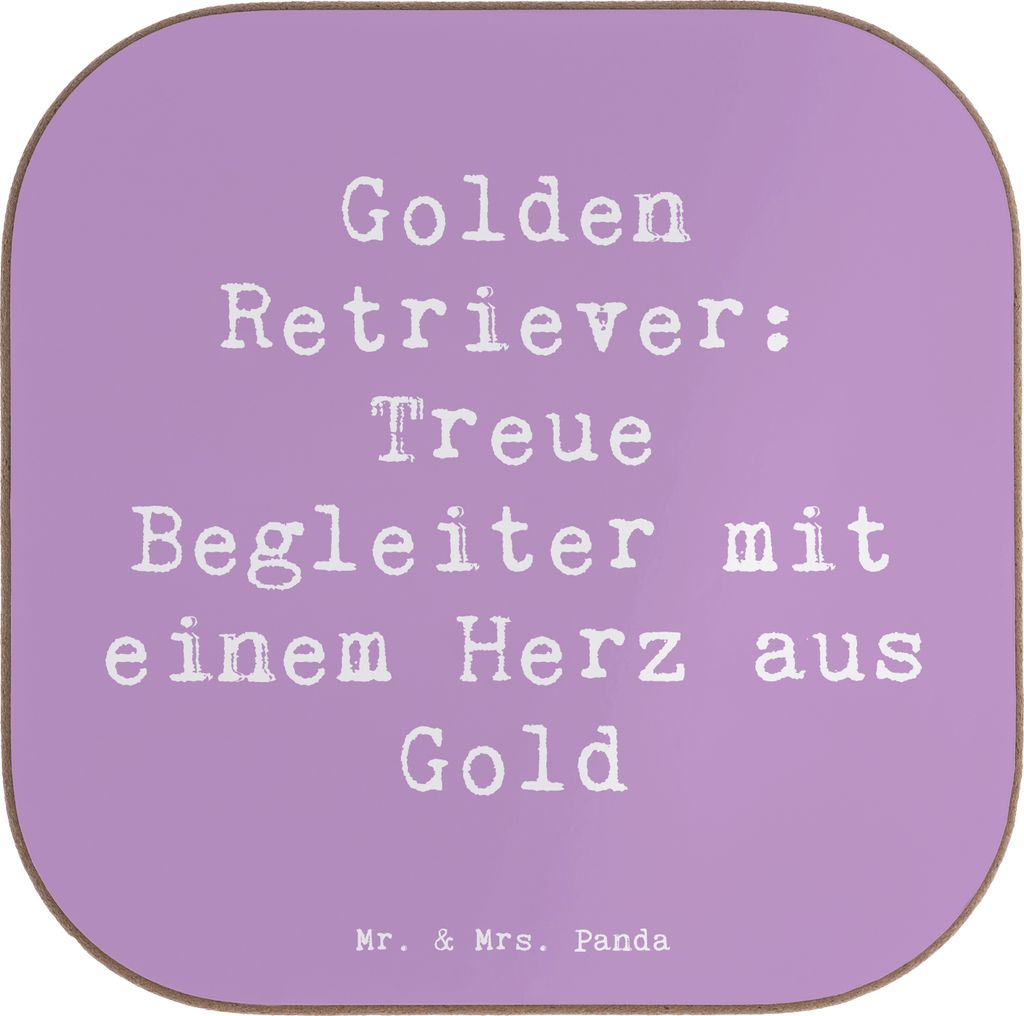 Mr. & Mrs. Panda Tischuntersetzer Spruch Golden Retriever Freund - Lavendeltraum - Geschenk, freundliches Wesen, Tischschoner, Untersetzer Tasse, u...
