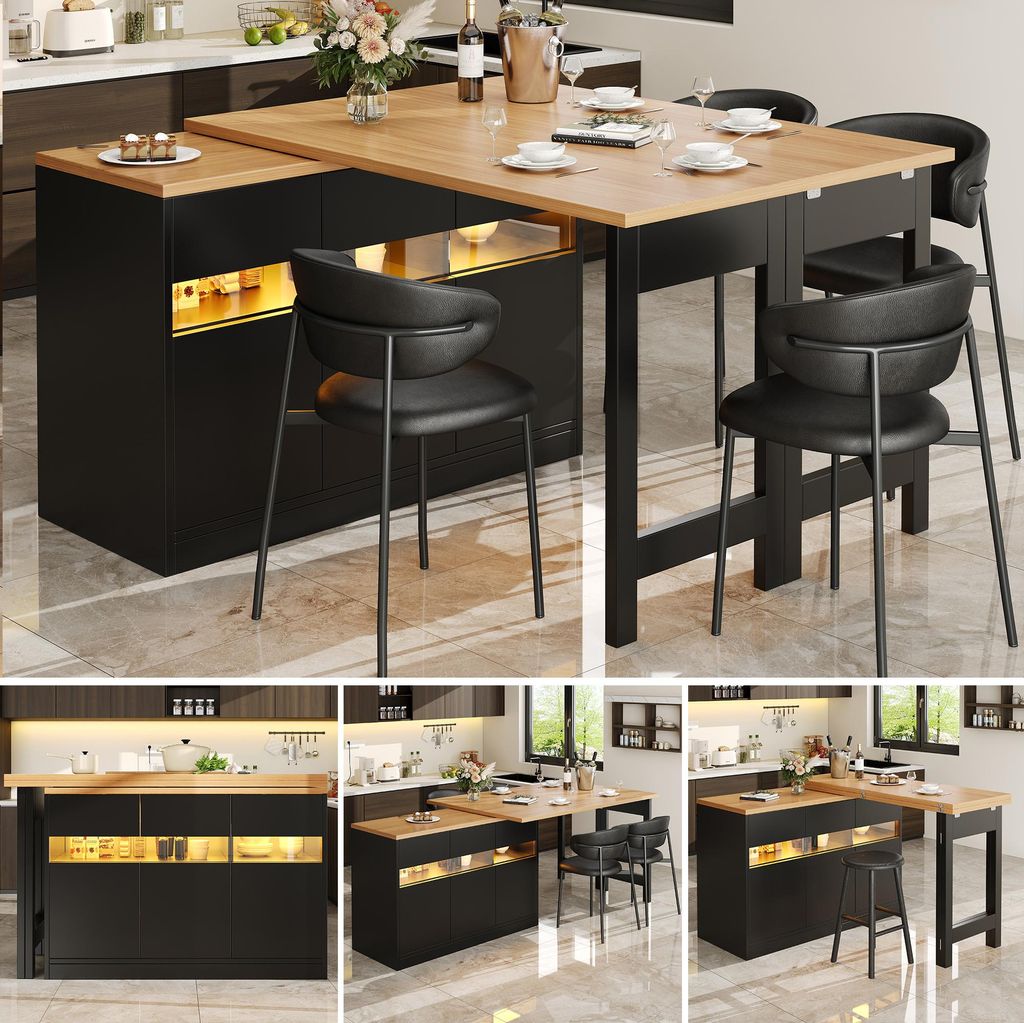 Sweiko Table de bar extensible avec éclairage LED et Image du produit 