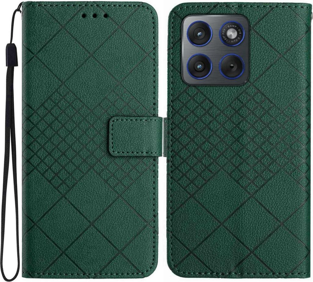 Motorola Edge 70 Hülle - Coverup Rhombus Klapphülle - Grün