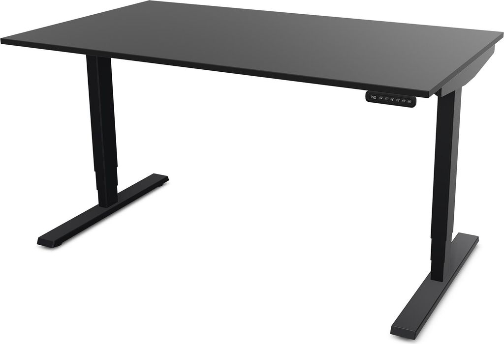 ASSMANN Elektrisch höhenverstellbarer Schreibtisch Y-Line Schwarz Schwarz, 140x70cm, Memoryfunktion, Kollisionsschutz, 2-fach-Motorik