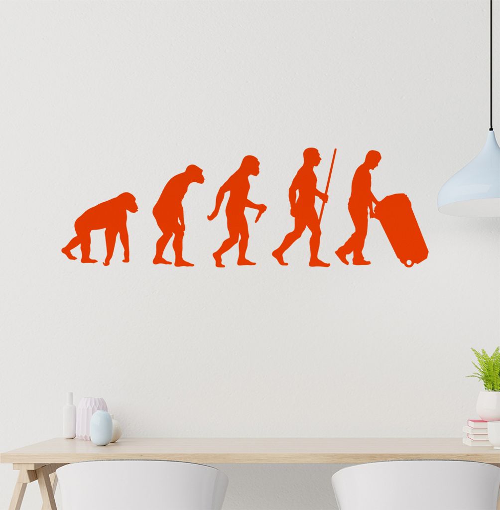 Müllmann Tonne Evolution Wandtattoo Wandaufkleber Wall Sticker - Dekoration, Küche, Wohnzimmer, Schlafzimmer, Badezimmer