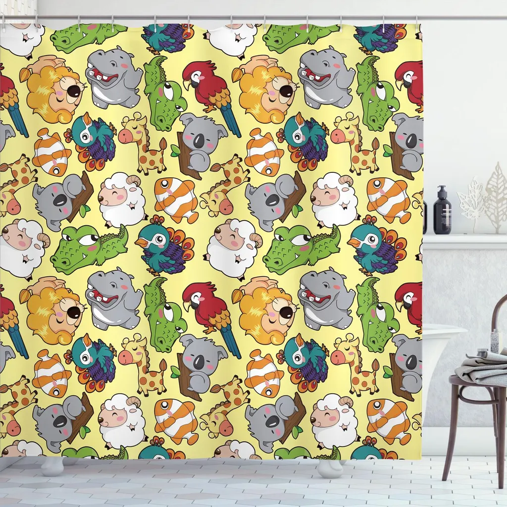 ABAKUHAUS Tenda Doccia Tessuto 175x200 cm Zoo Safari Idrorepellente