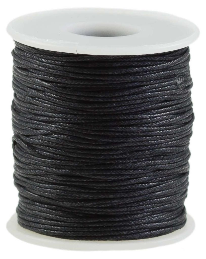 90 Meter / 1 Spule gewachste Baumwollschnur, 1mm schwarz