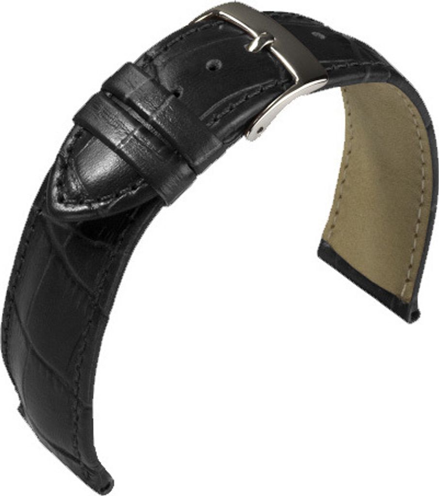 Eulit Lederband Kalb geprägt Kroko-Print schwarz 21 mm