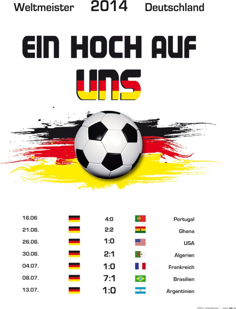 Fußball Kunstdruck Bild - Deutschland Weltmeister 2014, Ein Hoch Auf Uns (50 x 40 cm)