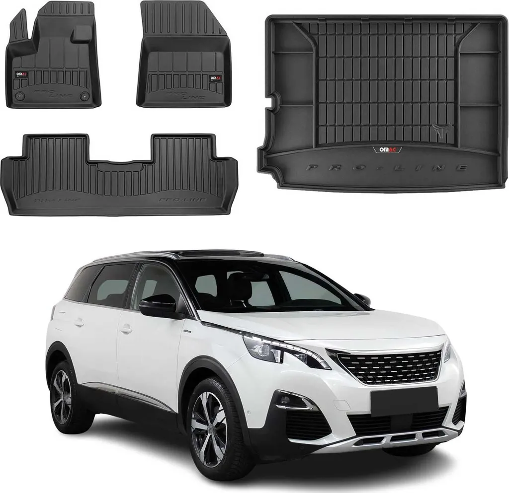 Kit tappetini e bagagliaio per Peugeot 5008 2017-2022 TPE Nero
