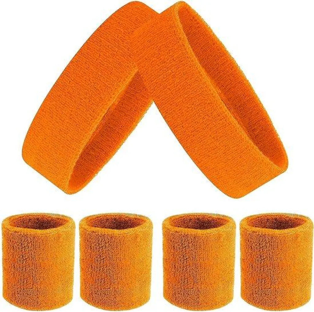 Lot de bandeaux de sport rayés avec poignets éponge anti-transpiration