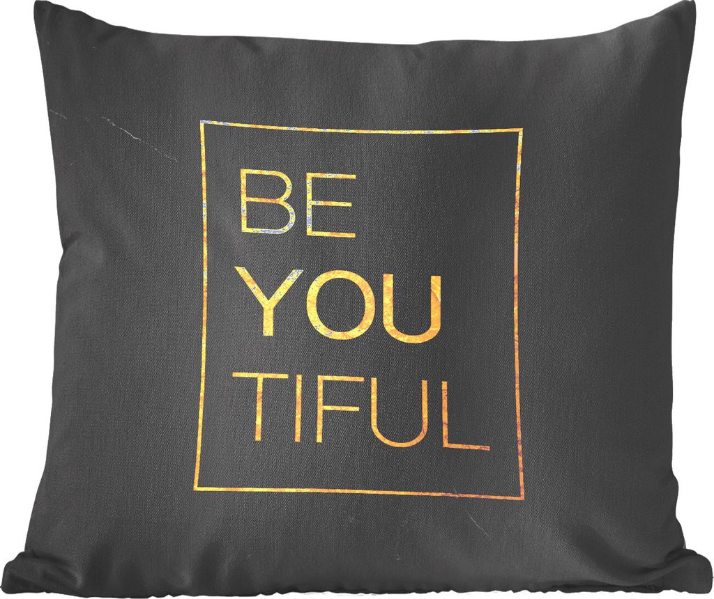 MuchoWow Zierkissen Sofakissen Wohnzimmer Dekokissen 45x45 cm Zitate - Motivation - Gold - Marmor - Schlafpolster - Polster für das Sofa