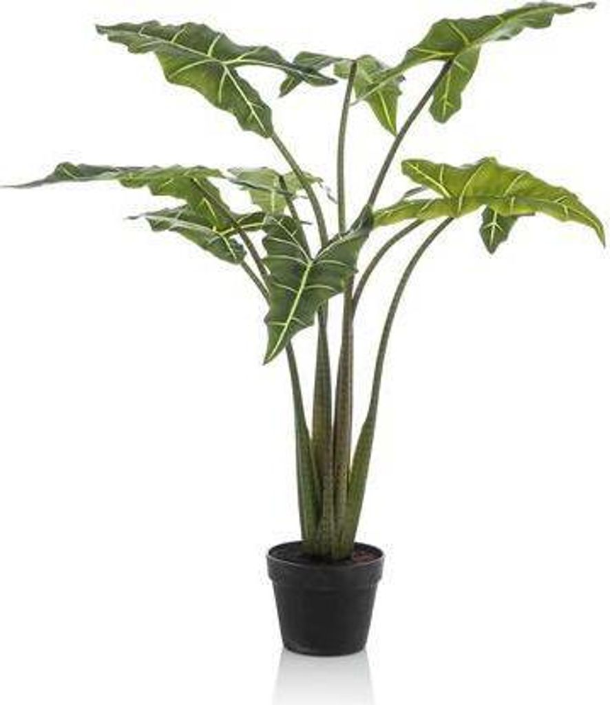 Kunstpflanze Alocasia Frydek – Elefantenohr – 120cm – künstliche Pflanze mit grünen Blättern – Deko-Pflanze für Zimmer & Büro – pfle...