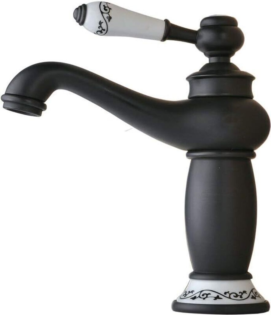 Schwarz Design Bad Armatur in Bad für Waschbecken Waschtisch Wasserhahn Waschtischarmatur Messing Badarmatur Mischbatterie badzimmer