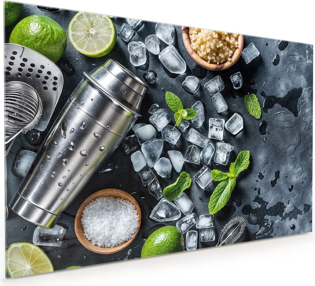 Küchenrückwand Spritzschutz Glas mit Motiv Cocktail Zutaten 40 x 40 cm