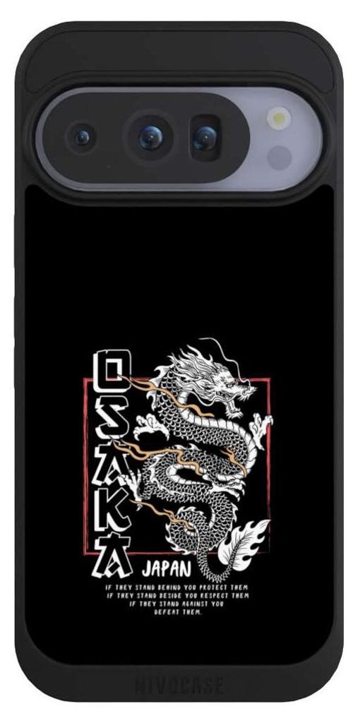 NIVOCASE Handyhülle für Google Pixel 10 Pro Hülle NIVOpure Case Schwarz Drache Japan Meer