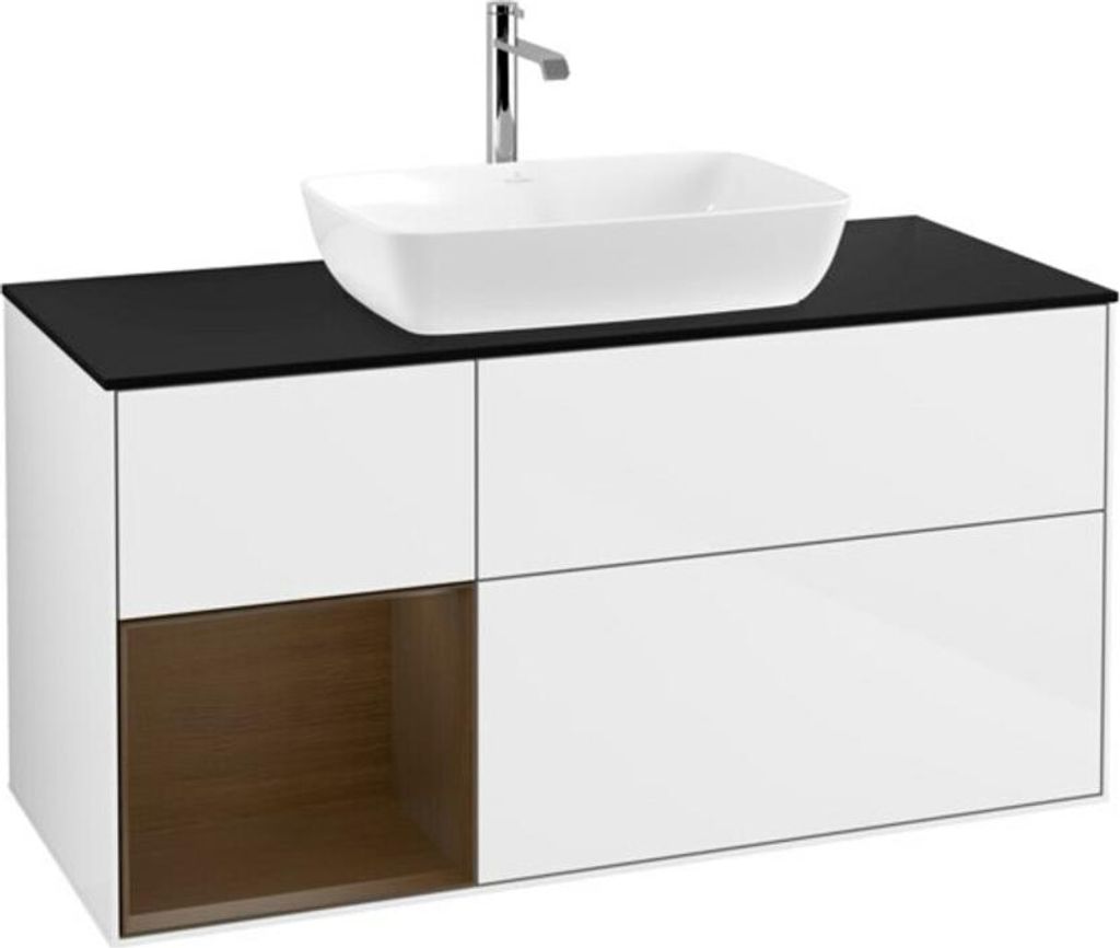 V&B Waschtischunterschrank Finion 120cm, Pl b m, Reg wal ven, glo wh. Lac