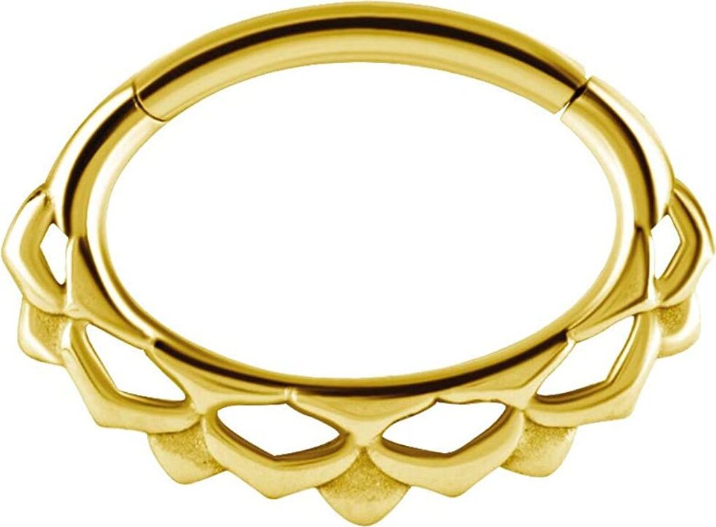 Karisma Edelstahl 316L Hinged Septum/Daith Clicker Ring Ohrring Nase 6mm Stablänge - Gold