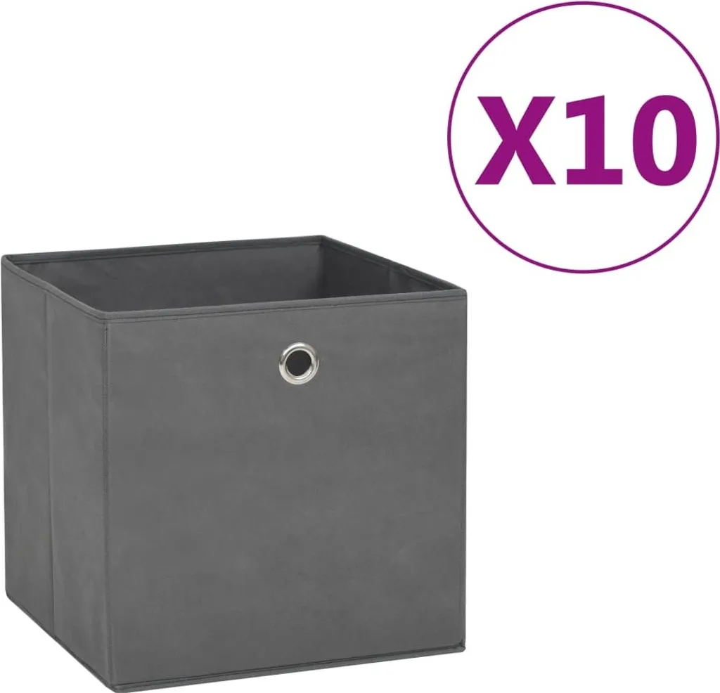 Organisateur de Placard en Tissu Gris 28cm - Pack de 10 Cubes Pliables