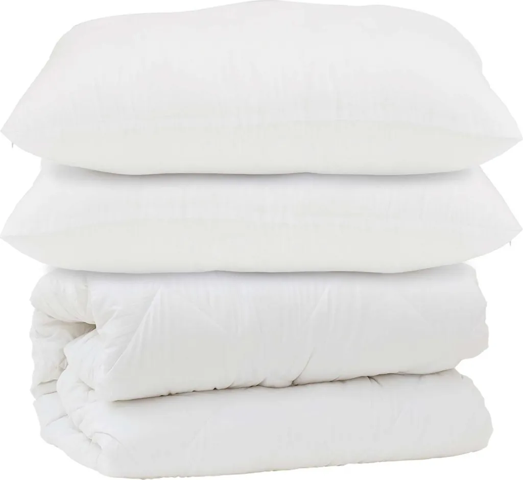 Set vidaXL Piumino Bianco e Cuscini - Eleganza Minimalista 3 Pezzi