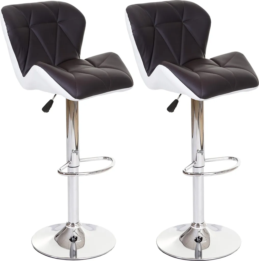 set di 2 sgabelli da bar HWC-A92, sgabello da banco, altezza regolabile in similpelle ~ marrone