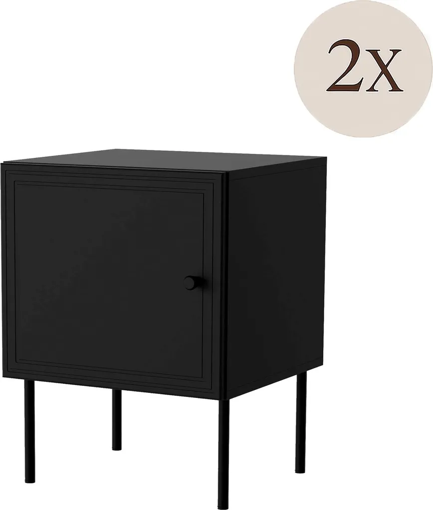 Petit Chevet Noir Crecchio 45x39x59 cm pour Gagner de l'Espace de Nuit