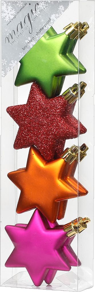 Christbaumschmuck Sterne 6cm Kunststoff 8er Set - Mille Produktbild 