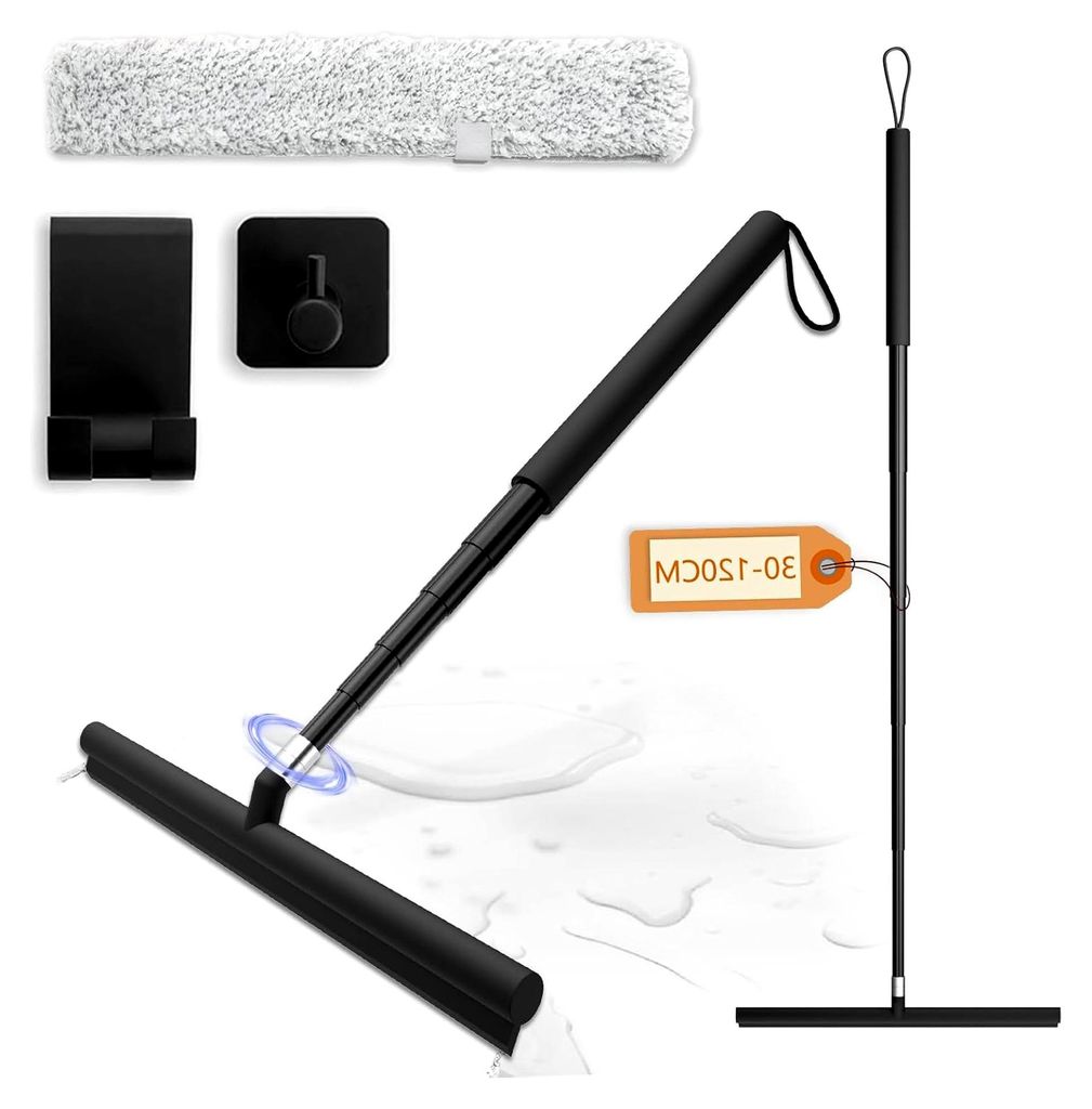 Shower Squeegee Wasserschieber Duschabzieher Long, Abzieher Dusche Fensterwischer und Fensterabzieher 2 in 1, 30 to 120cm, Bodenabzieher, Fensterre...