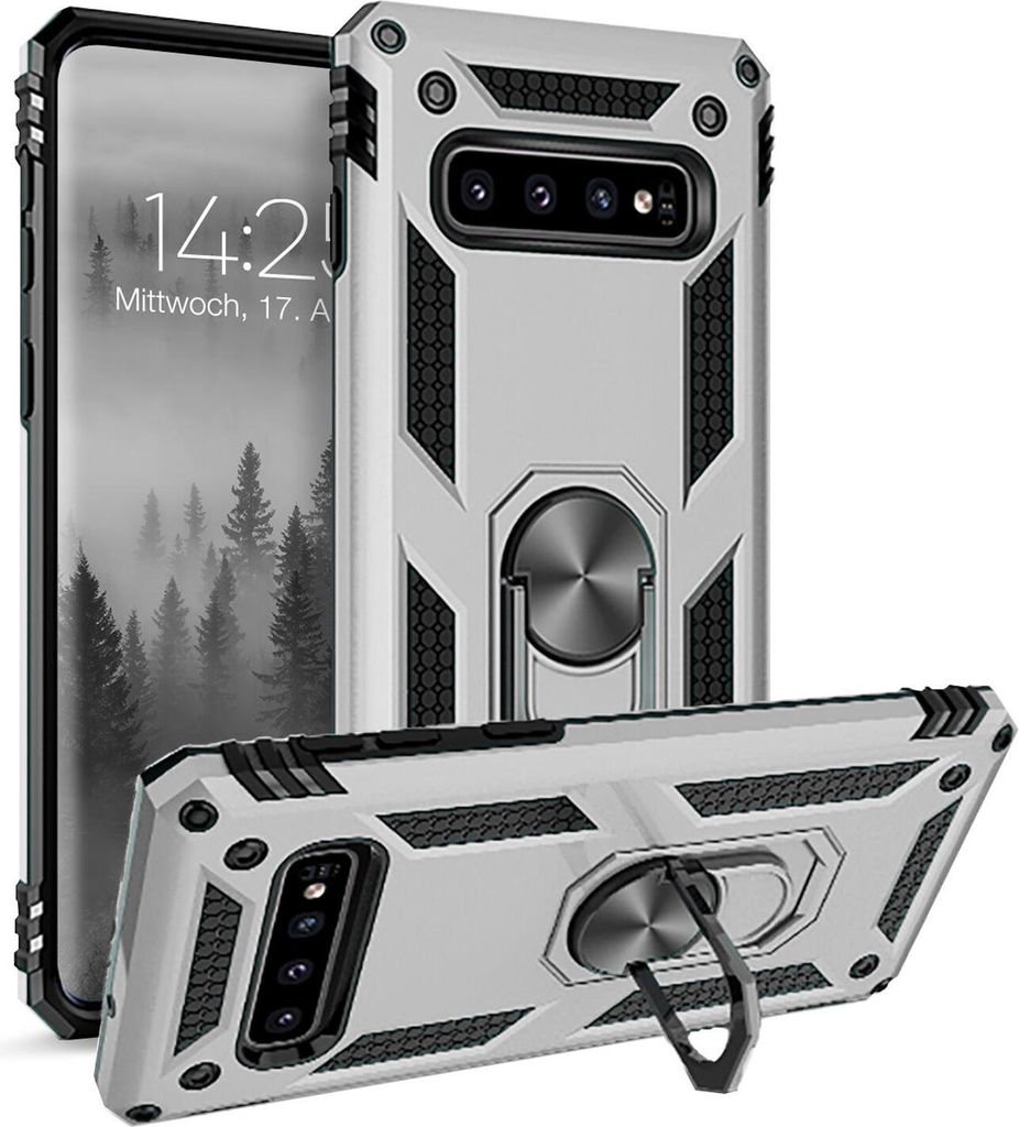Armor Outdoor Handyhülle für Samsung Galaxy S10+ Handy Panzer Case Cover Schutzhülle Farbe: Silber