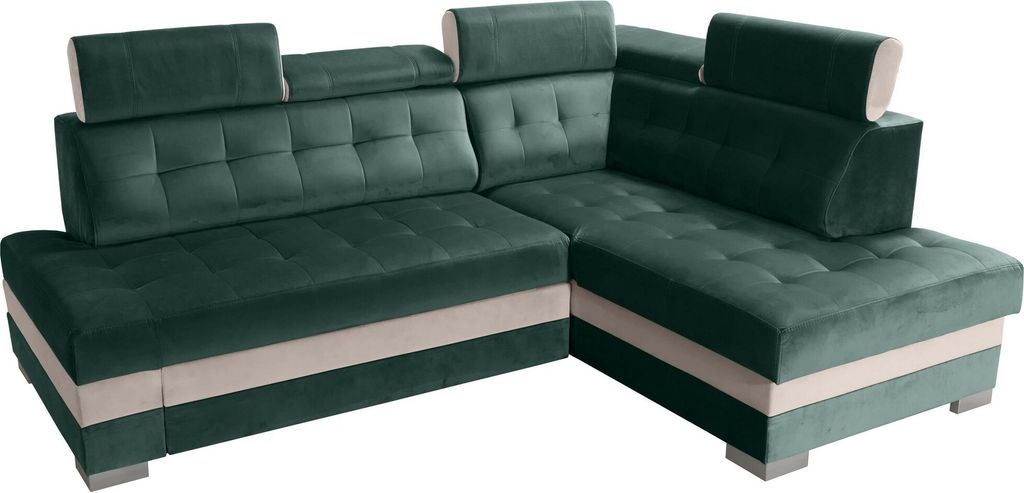 Robin Paris Ecksofa mit Schlaffunktion Bettkasten 5 Verstellbare Kopfstützen Sofa L-Form Schlafsofa Freistehende Eckcouch Schlafcouch Wohnzimmerm...
