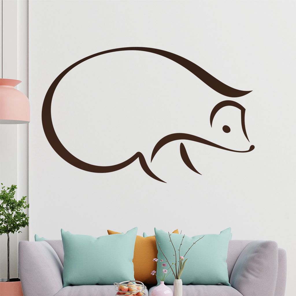 igel Linien Wandtattoo in 6 Größen - Wandaufkleber Wall Sticker - Dekoration, Küche, Wohnzimmer, Schlafzimmer, Badezimmer