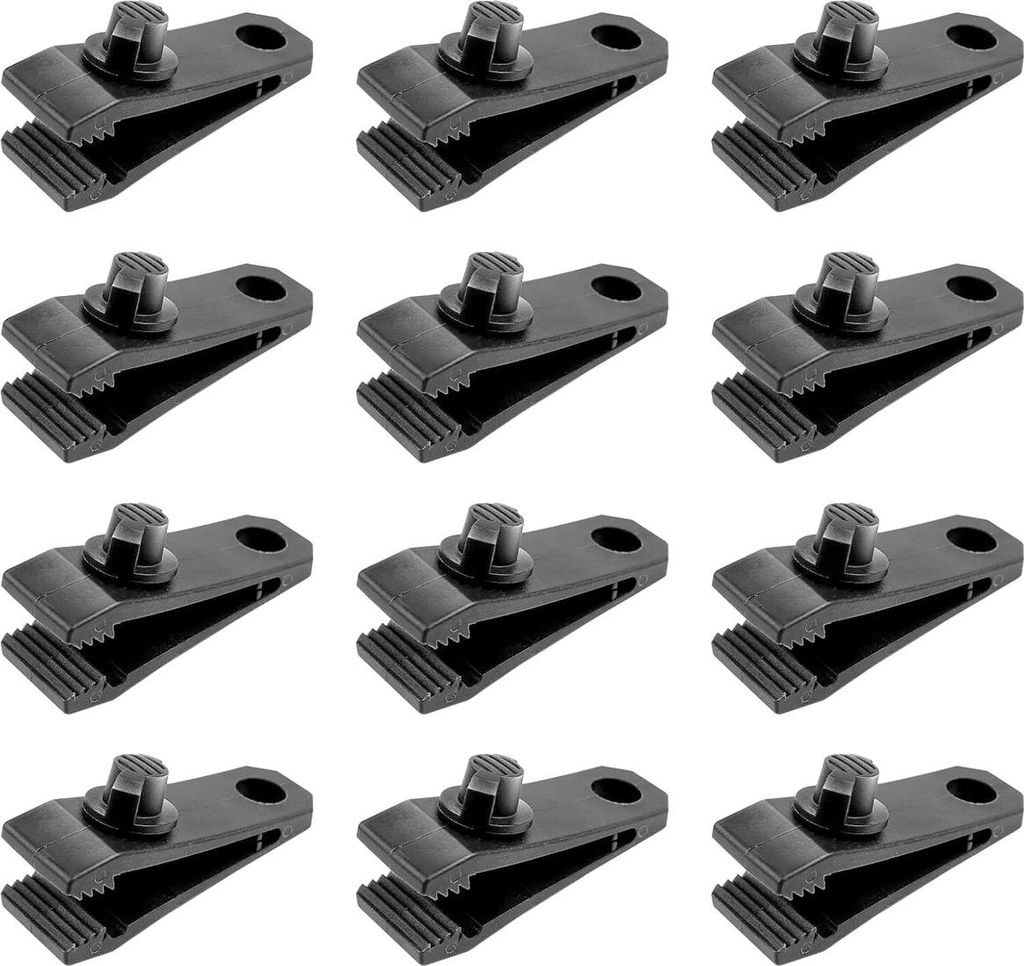 12-teilige Planenklammern, robustes Planenklammer-Set, sofortige Markisenklemme für Zelte, Planen, Wohnwagen, Garten, Schattenabdeckung, Schwarz (12)