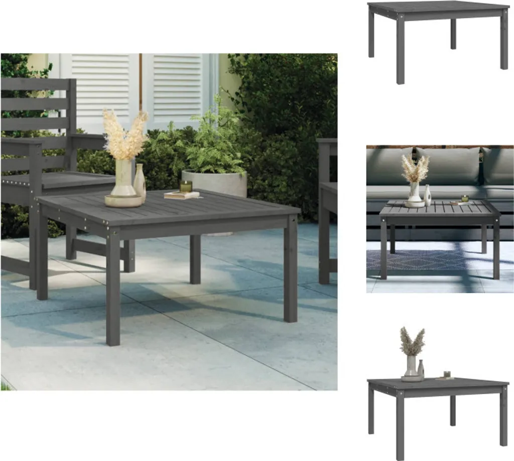 Tavolo Grigio 82,5 cm vidaXL in Pino Massiccio per Giardino e Patio