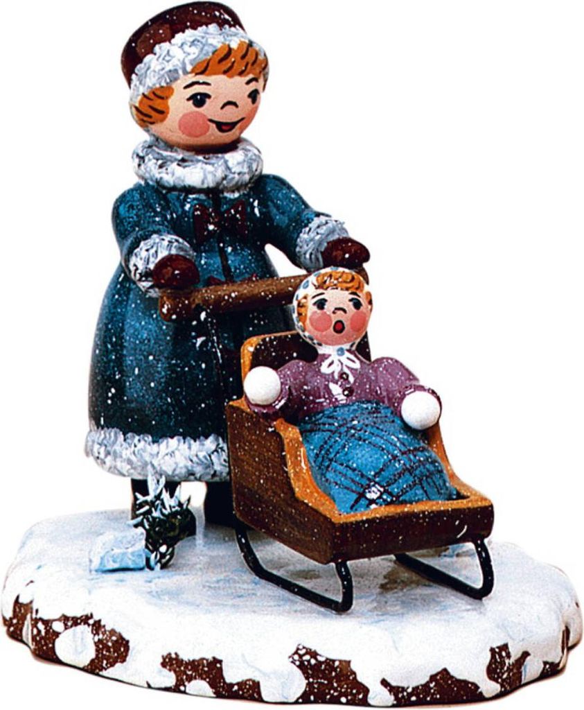 Winterkinder Mädchen mit Kinderschlitten (7cm) von Hubrig Produktbild 