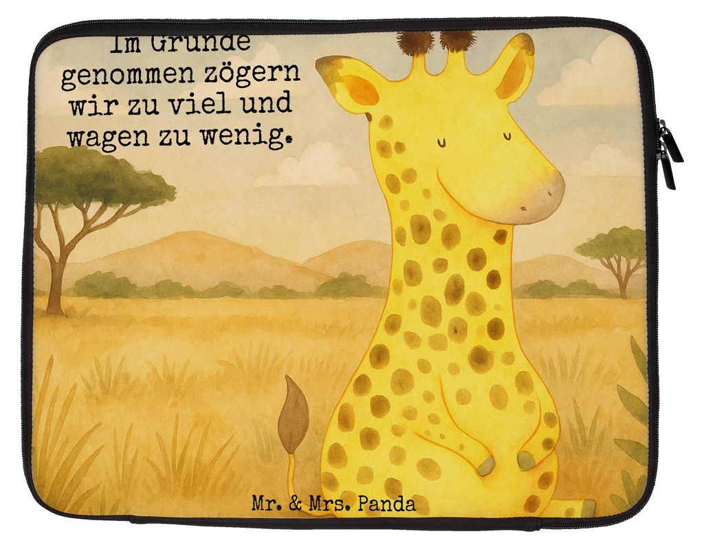 Mr. & Mrs. Panda Notebooktasche Giraffe Zufrieden Design 27 x 36 cm - Weiß - Geschenk, Laptop Hülle, Tasche, Afrika, Computertasche, Abenteuer, L...