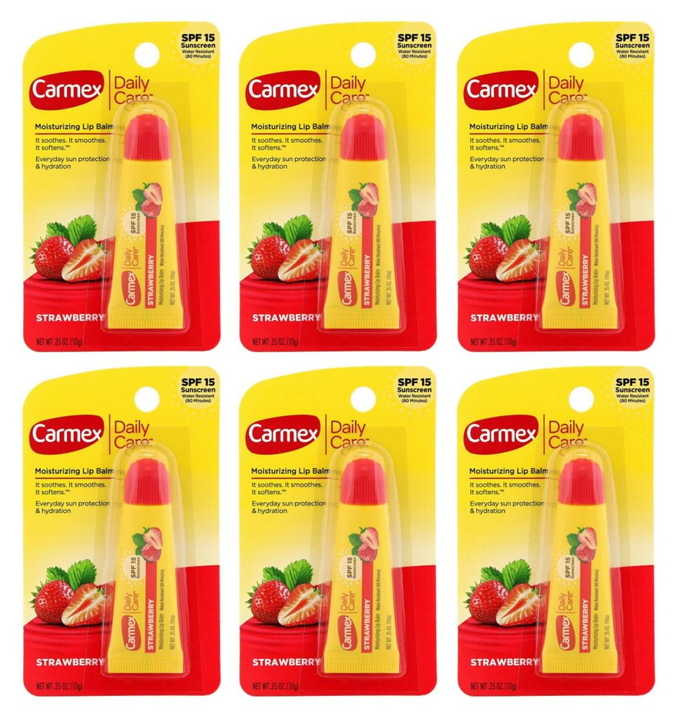 CARMEX Lippenbalsem - 6 stuks - Aardbeismaak - Zonnefactor Productafbeelding 