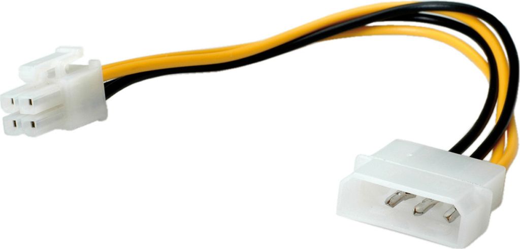 ROLINE Internes Power Kabel, 4pol. HDD / ATX12V-P4 4-polig Power, 0,15 m