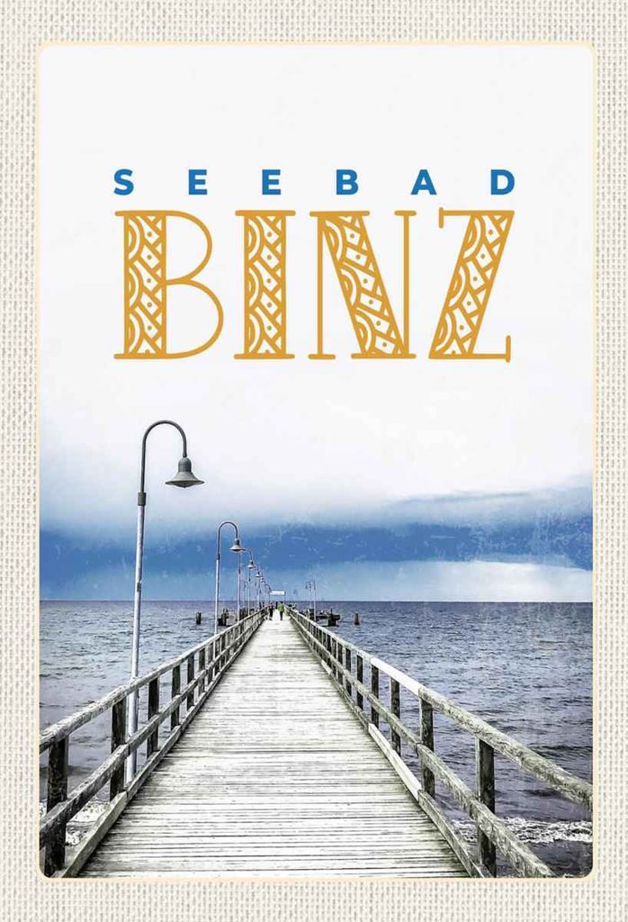 vianmo Holzschild 30x20 cm Seebad Binz Reisen Meer Strand Ebbe und Flut Bildmotiv Reisemotiv Abenteuer