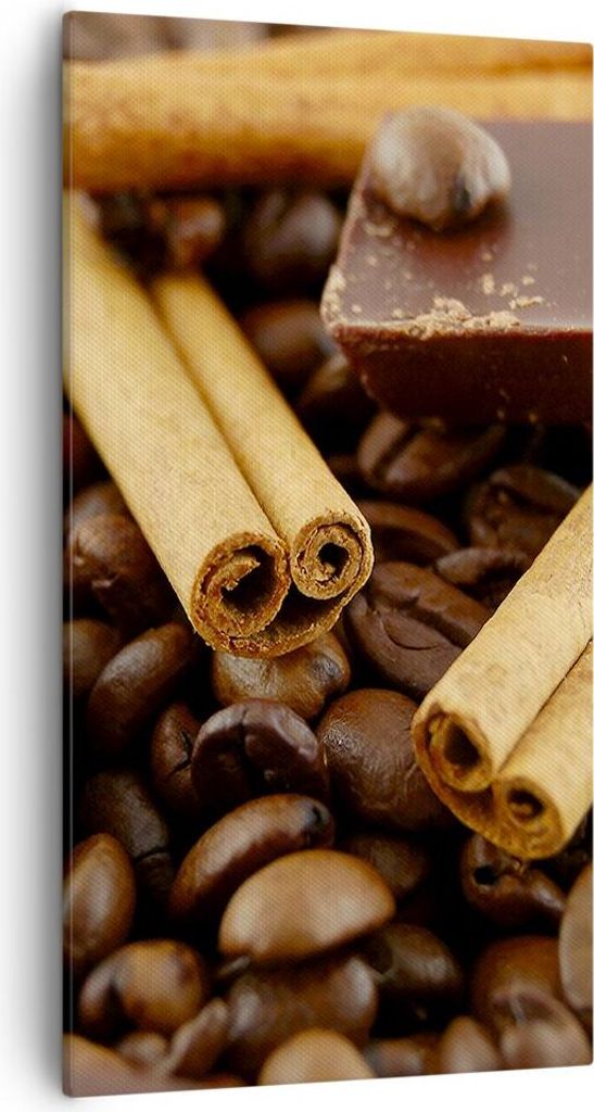 Bild auf Leinwand - Leinwandbild - Gerösteter Kaffee Aroma Schokolade - 55x100cm - Wand Bild - Wanddeko - Leinwanddruck - Bilder - Kunstdruck - Le...