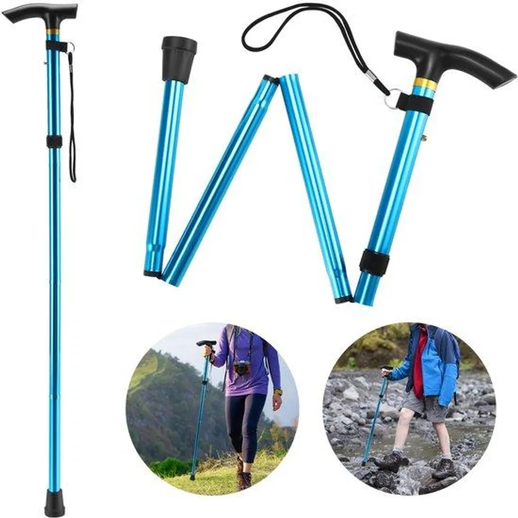 Bâtons de trek légers et antidérapants avec hauteur réglable - Bleu