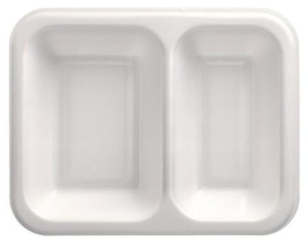 Starpak 100 Siegelschalen, XPS 2-geteilt 800 ml 4,2 cm x 18,5 cm x 23,5 cm weiss laminiert | Folienbeutel (100 Stück)