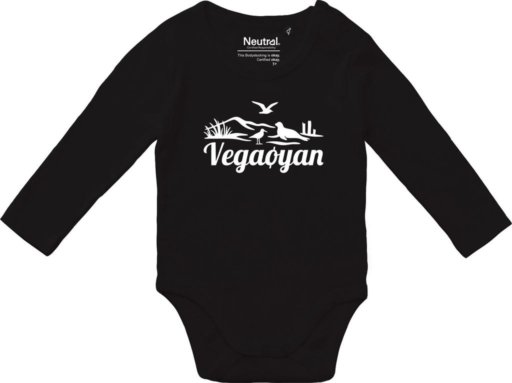 Huuraa Baby Body Vegaøyan Norwegen 68 Black Baumwolle Fairtrade Langarmbody Geschenkidee