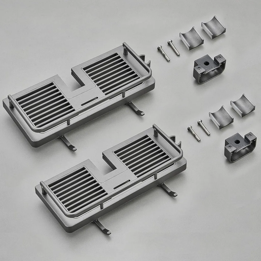 Support de douche multifonction gris sans perçage pour rail de douche