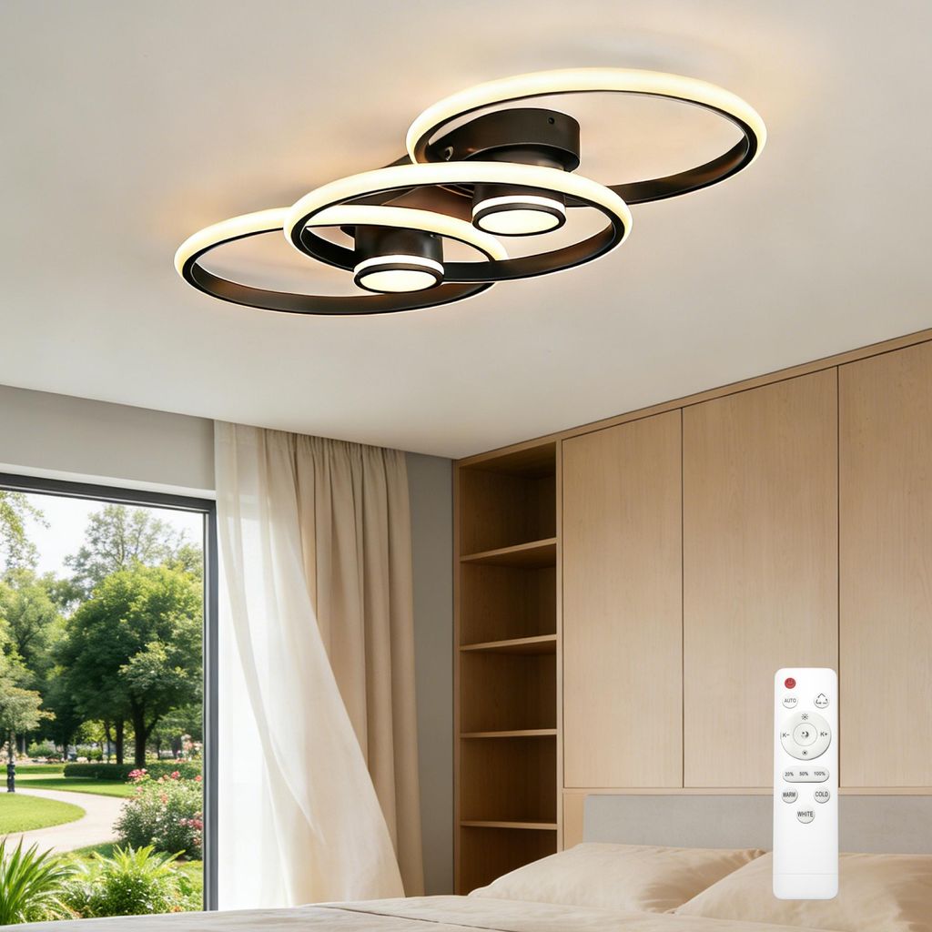 doporro LED Deckenleuchte 72W, 80 cm Deckenlampe für Wohnzimmer oder Küche, einstellbare Farbtemperatur 3000K–6000K, Sandschwarz, Alivetta25037