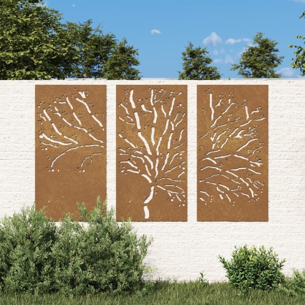 "im Angebot" 3-tlg. Garten-Wanddeko 105x55 cm Cortenstahl Baum-Design - Leinwandbilder CC22069