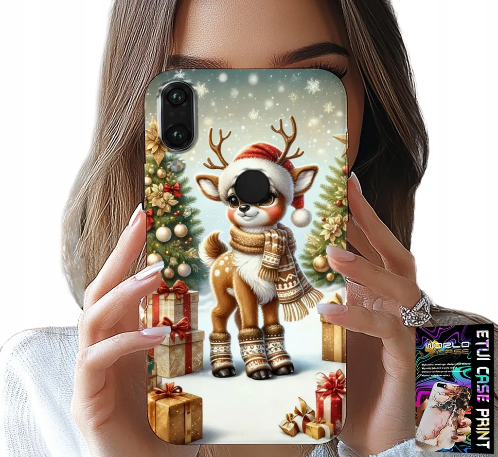 Cover Huawei Y7 2019 Natale: Design Renna + Pellicola Vetro 9H