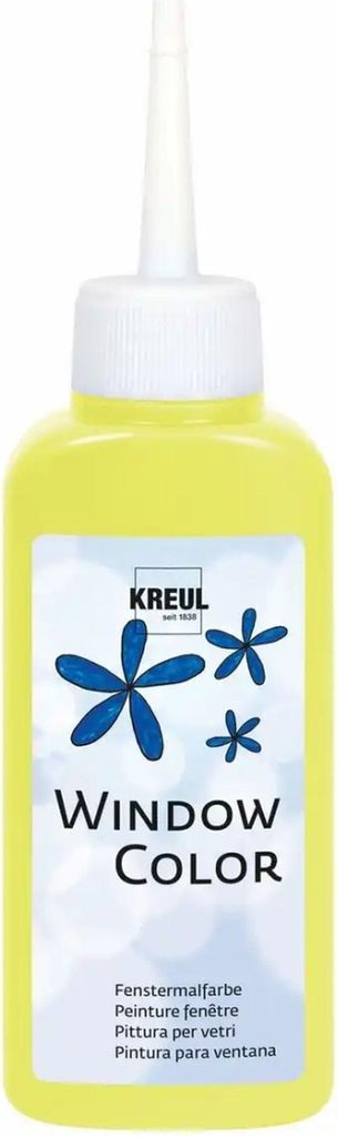 KREUL 42781 - Window Color Leucht-gelb 80 ml, Fenstermalfarbe auf Wasserbasis, mit strukturierter Oberfläche, für Glas, Spiegel, Fliesen und ande...