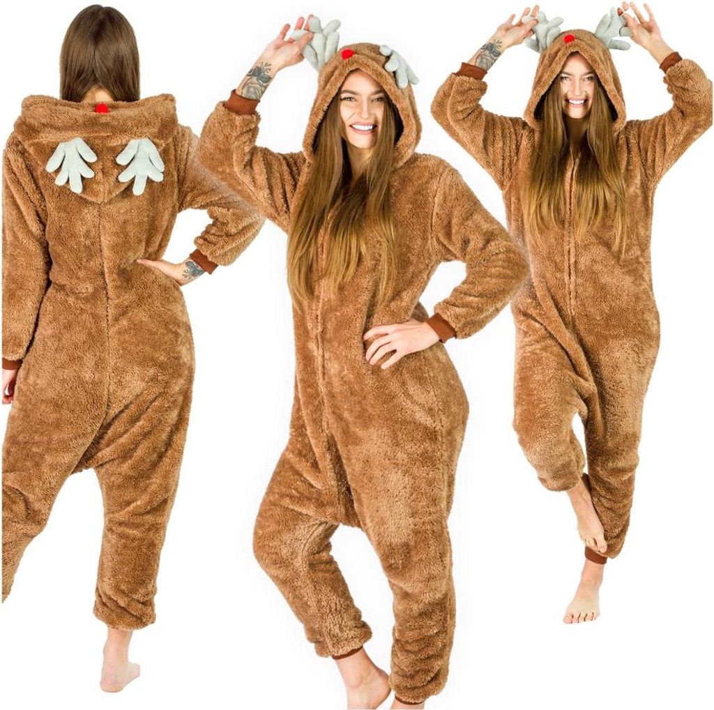 Piżama damska męska ciemna renifer prezent kigurumi onesie Zdjęcie produktu 