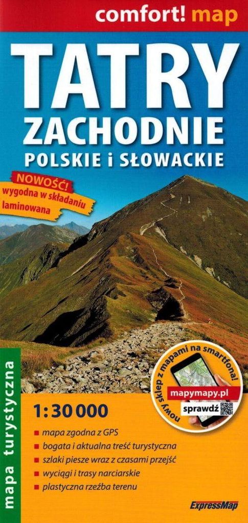 Westtatra, Polnisch und Slowakisch, 1:30.000. Laminierte Touristenkarte. Ausgabe 2024. ExpressMap