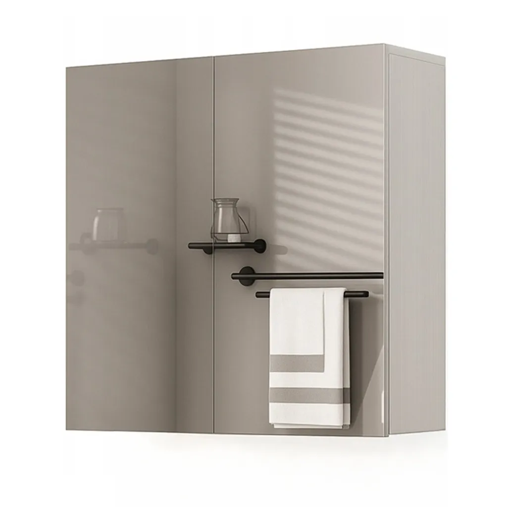 Petite armoire de salle de bain miroir 2 portes blanche, gain de place